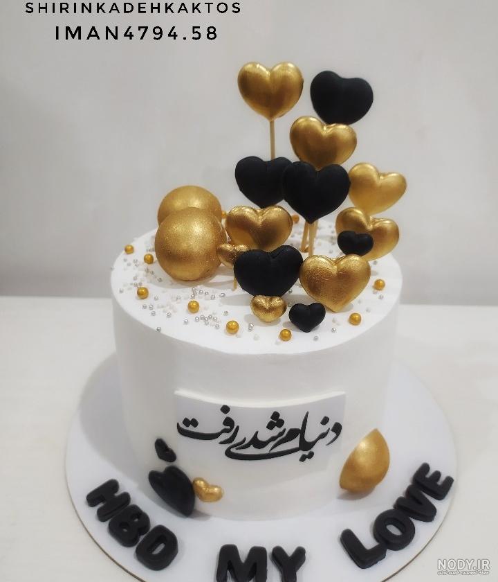 عکس کیک تولد طلایی و مشکی