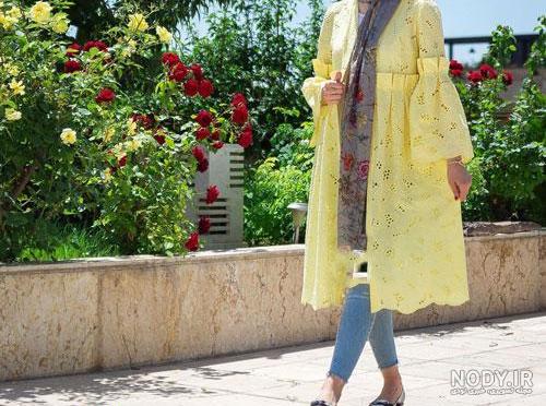 ست مانتو لیمویی با روسری ست مانتو لیمویی با روسری