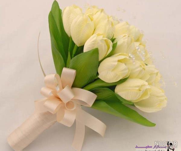 عکس دسته گل عروس با گل لاله