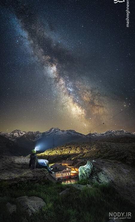 عکس شب مهتابی پر ستاره