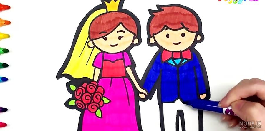 عکس عروس و داماد عاشقانه کارتونی