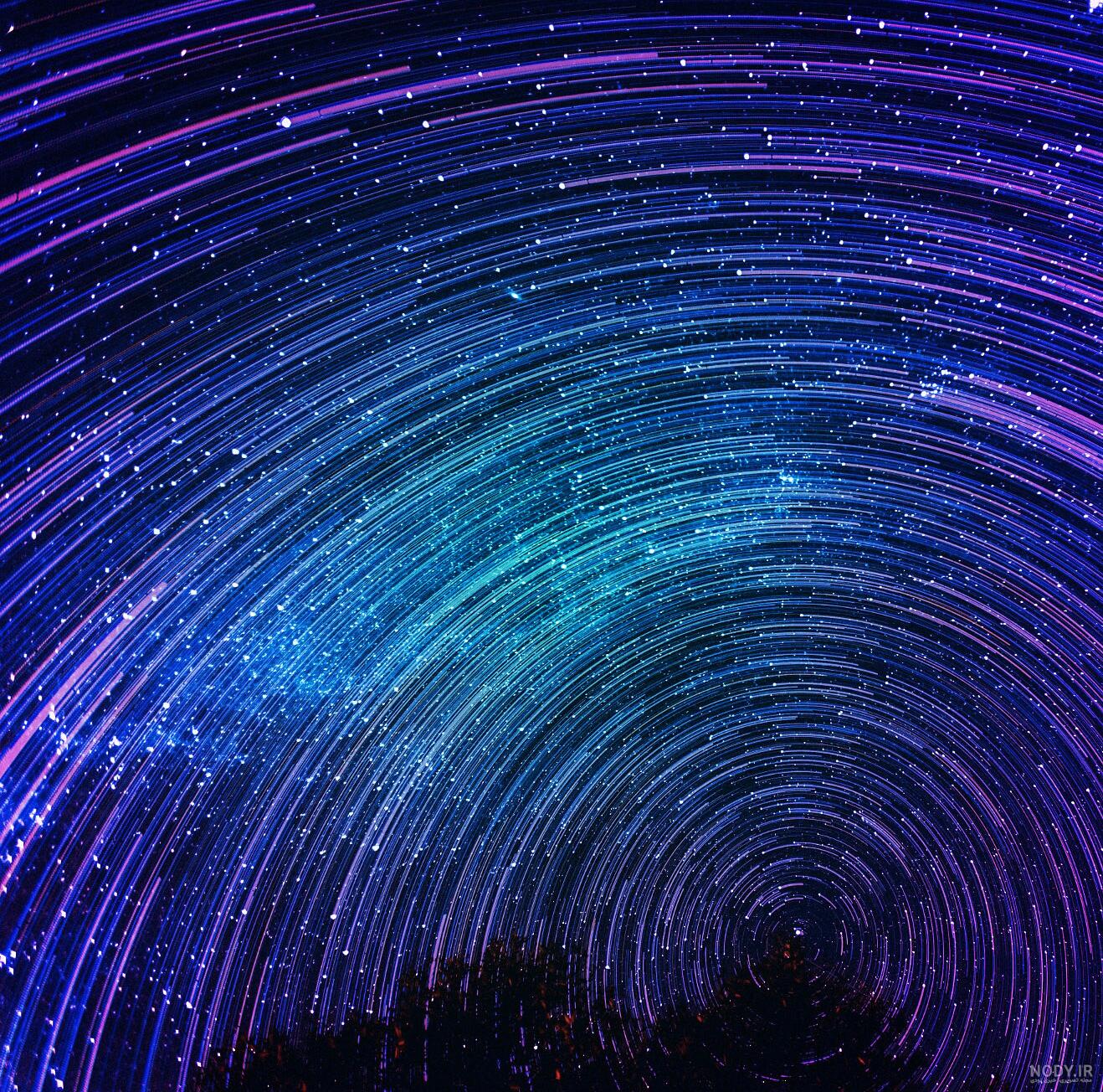 عکس شب پر ستاره و ماه