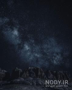 عکس کوه برفی در شب