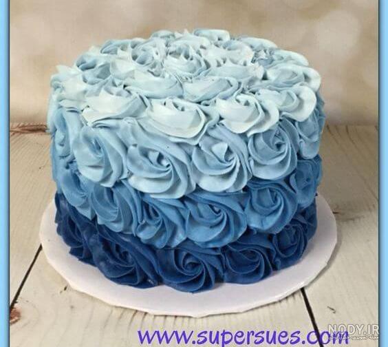 عکس کیک آبی و سفید