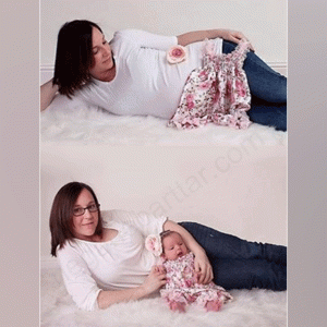 عکس بارداری با وسایل نوزاد