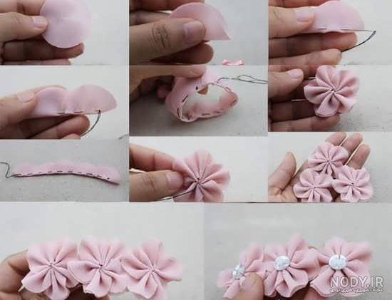 آموزش گل پارچه ای ساده برای لباس آموزش گل پارچه ای ساده برای لباس