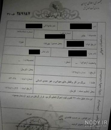 نمونه گواهی فوت در منزل