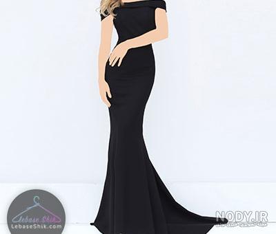 لباس مجلسی یقه قایقی با الگو