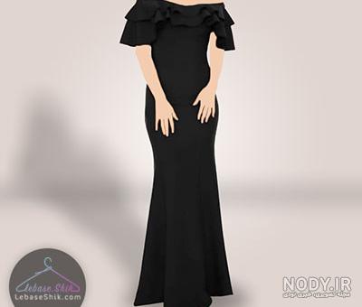 لباس مجلسی یقه قایقی دخترانه