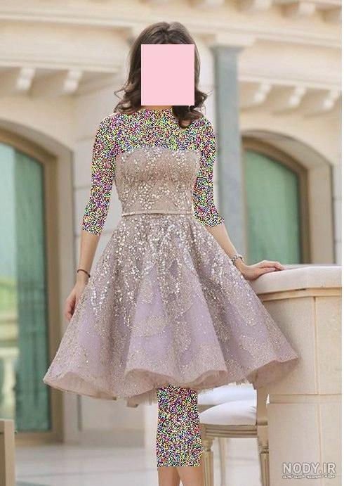 لباس مجلسی زنانه کوتاه آستین دار