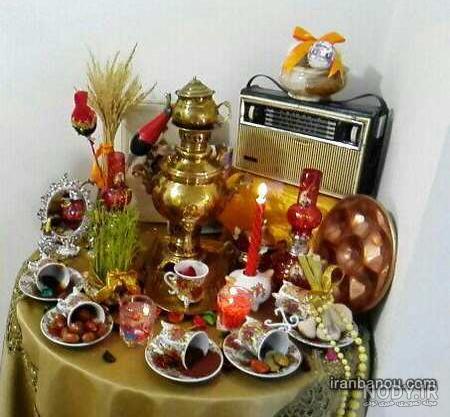 نقاشی سفره هفت سین رنگ شده