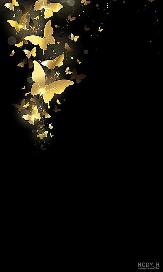  عکس پروانه مشکی طلایی برای تلگرام