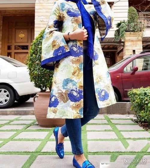 عکس مانتو گلدار حریر