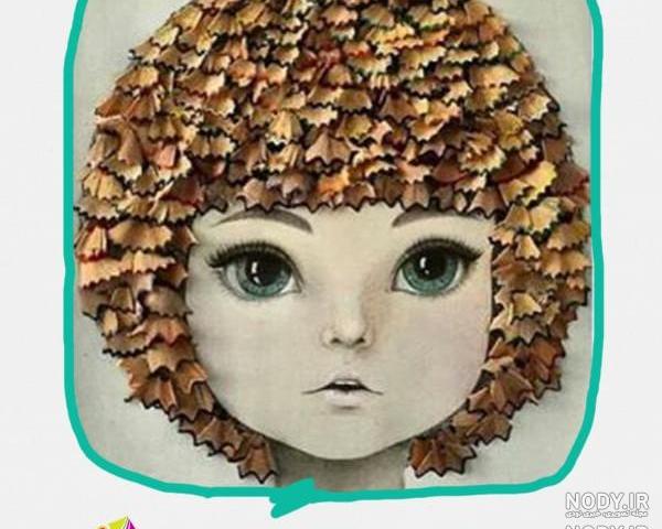 نقاشی کودکانه دختر با حجاب ساده