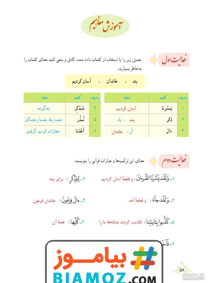 پی دی اف قران نهم با جواب ۹۹ پی دی اف قران نهم با جواب ۹۹