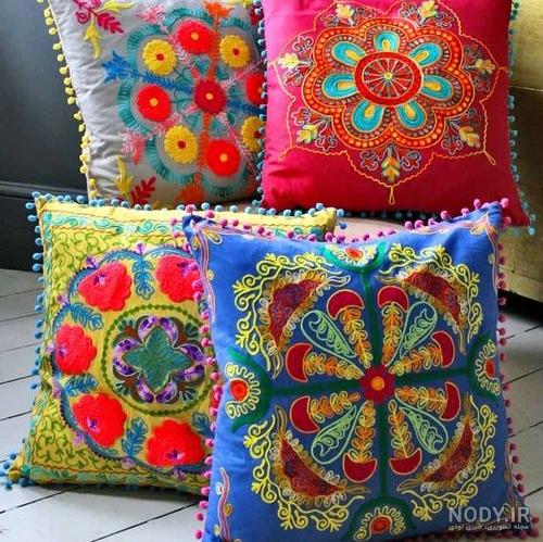 طرح گلدوزی روی پارچه ساده