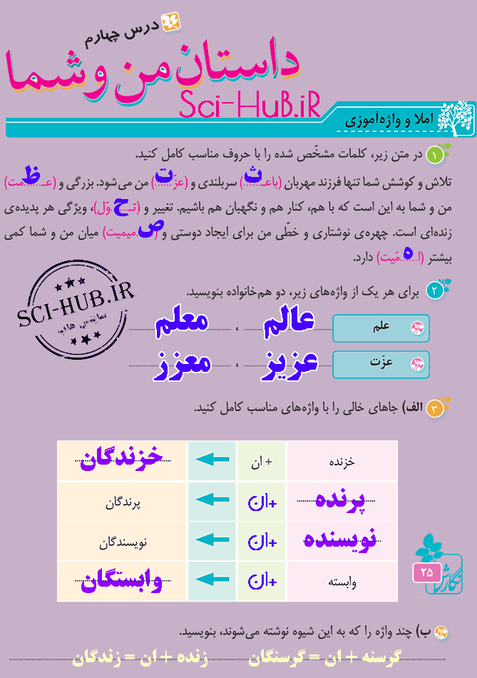 عکس کتاب نگارش ششم درس اول با جواب عکس کتاب نگارش ششم درس اول با جواب