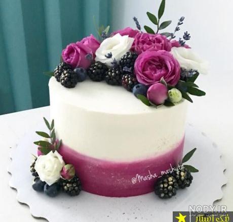 عکس کیک با گل رز