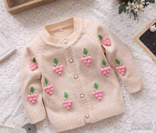 ژاکت بافتنی دخترانه جلو باز بچه گانه