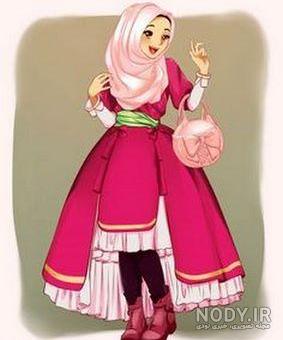 عکس دختر با حجاب کارتونی برای پروفایل