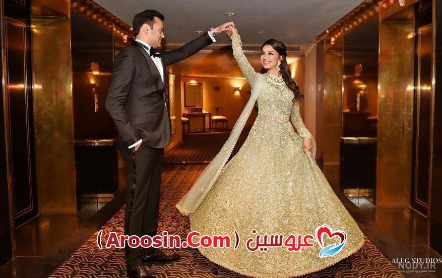 لباس عروس شنی طلایی
