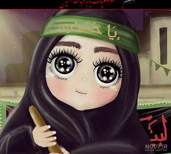 نقاشی امام حسین در حال جنگ