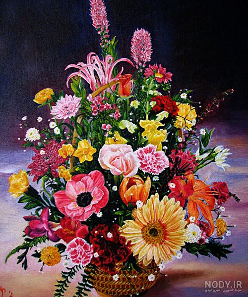 نقاشی دسته گل ساده و زیبا