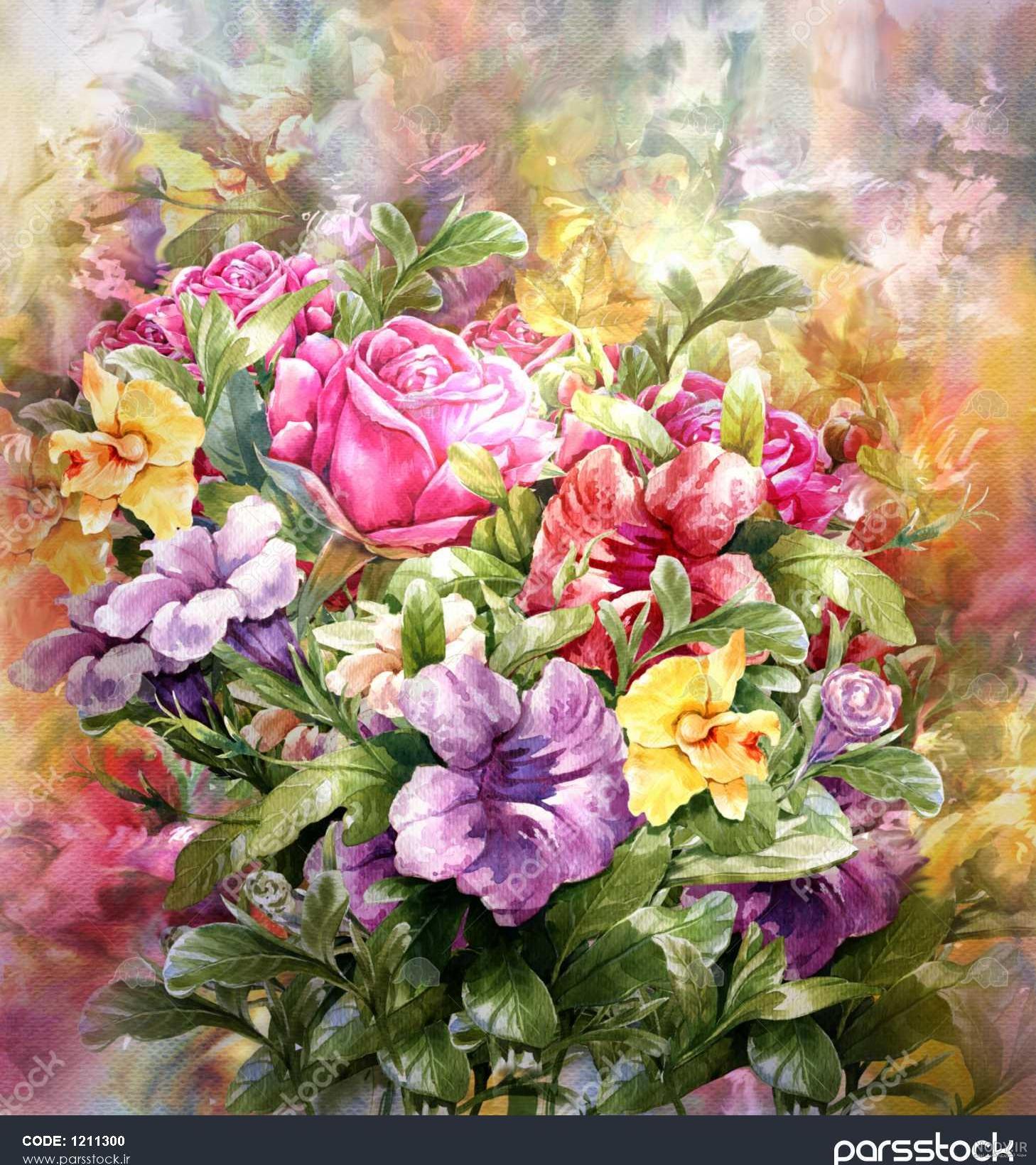 نقاشی گل محمدی ساده