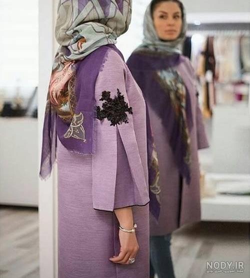 ست مانتو صورتی و طوسی