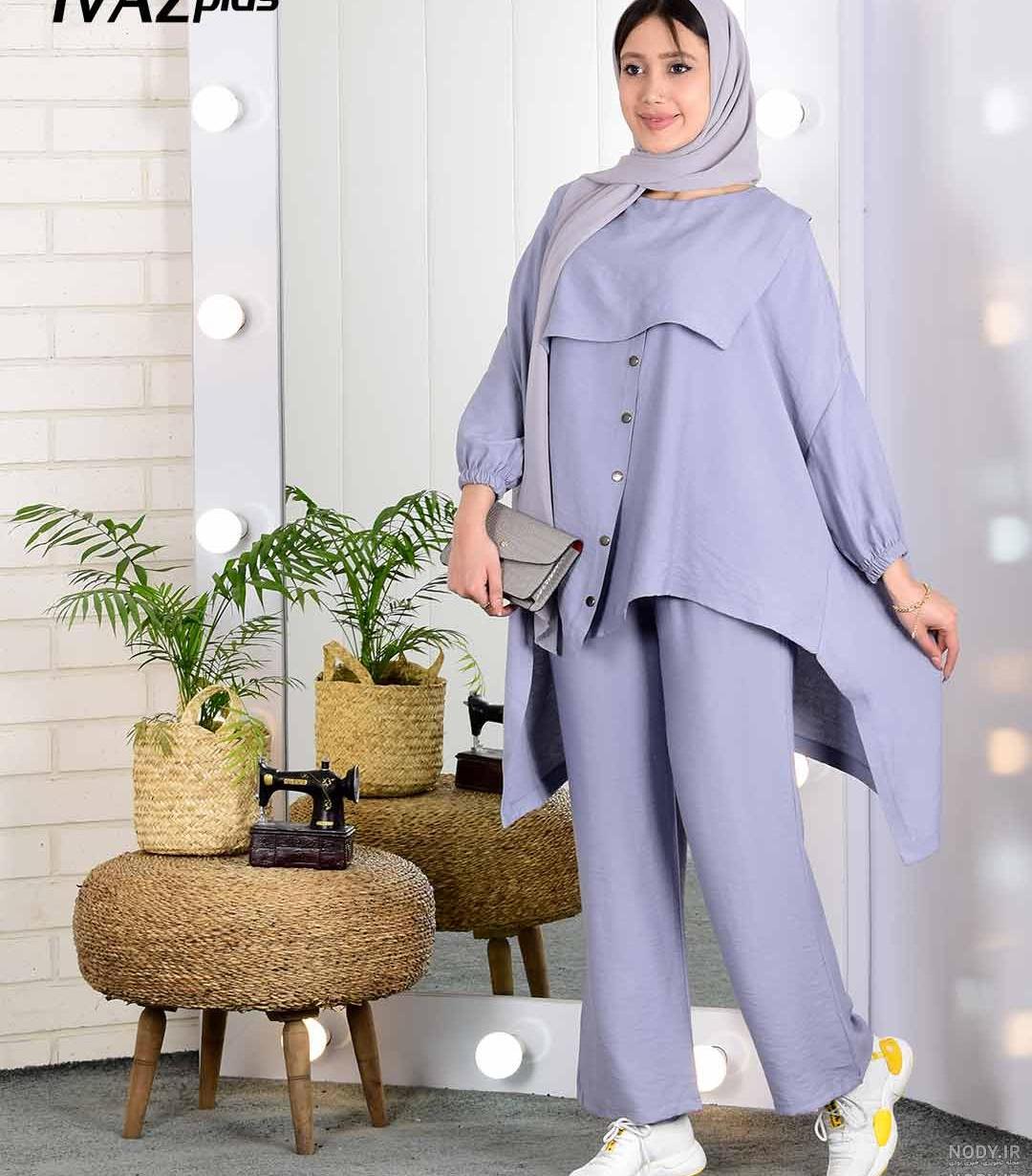 عکس مانتو کوتاه با شلوار گشاد