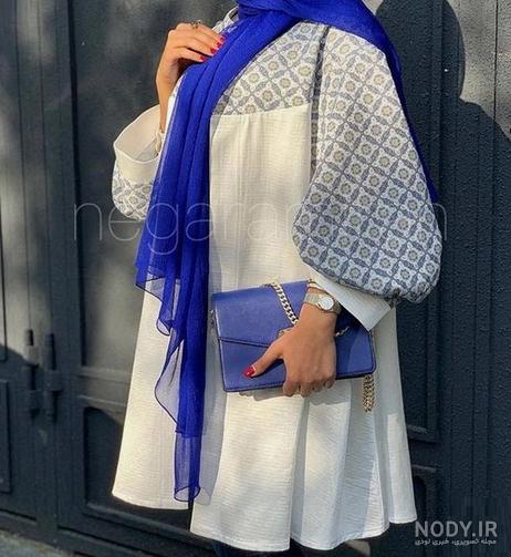 مدل مانتو جلو باز حریر در اینستاگرام