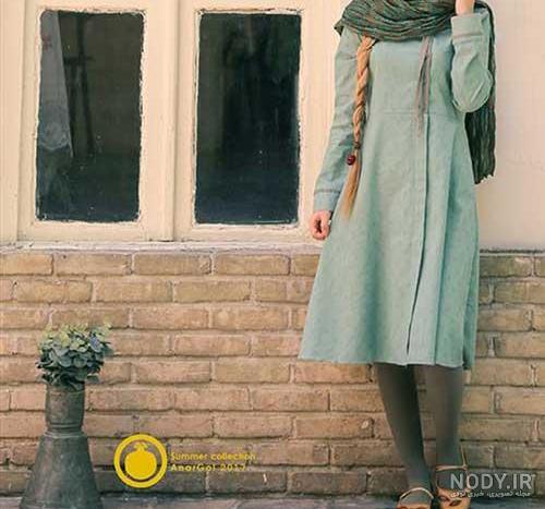 مدل مانتو ساده بلند نخی جدید