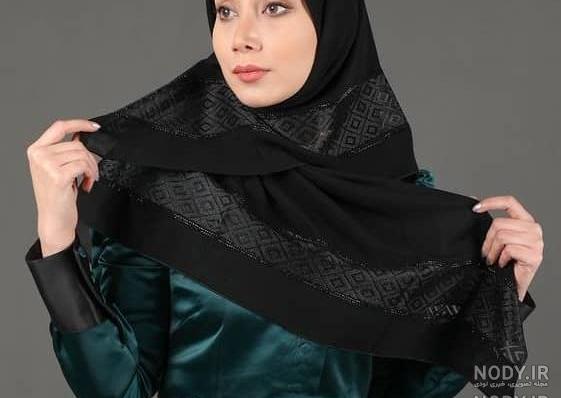 شال نخی مشکی ساده