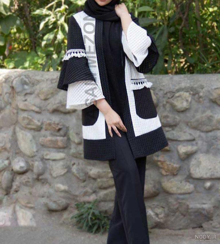 مدل مانتو مشکی ترکیبی