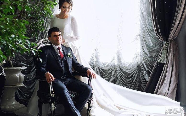 ژست عروس و داماد در باغ ژست عروس و داماد در باغ