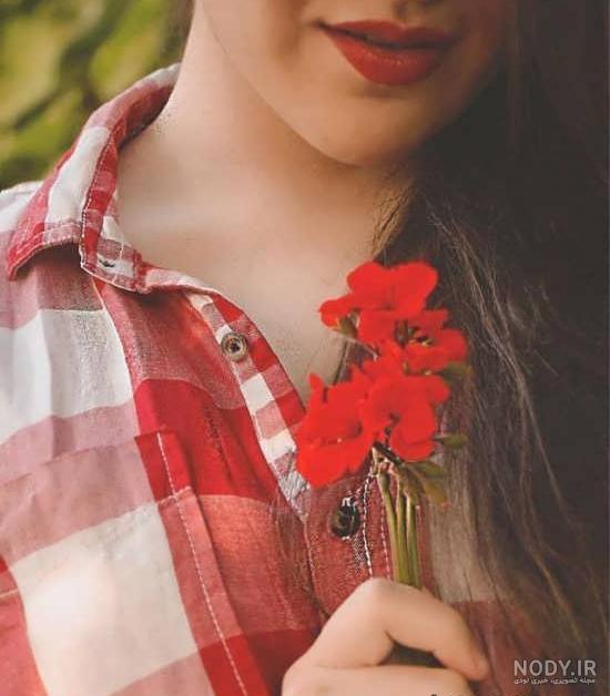 عکس خفن ژست عکس با شاخه گل