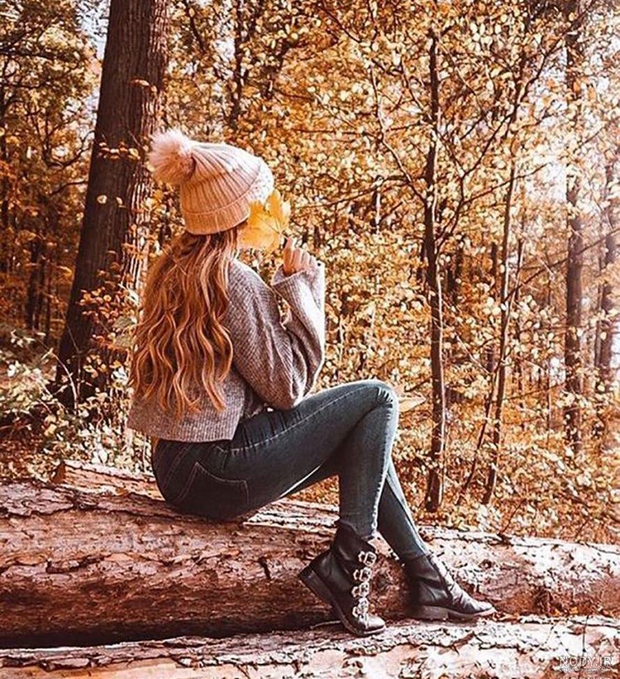 عکس دختر در پاییز غمگین