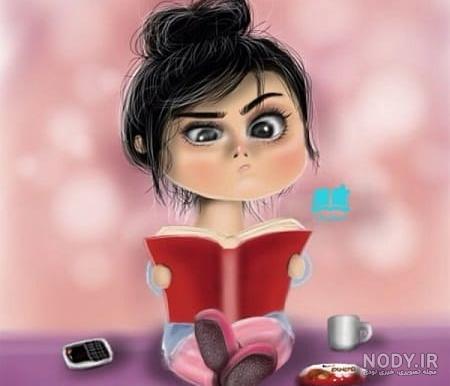 عکس دختر درحال درس خوندن فانتزی
