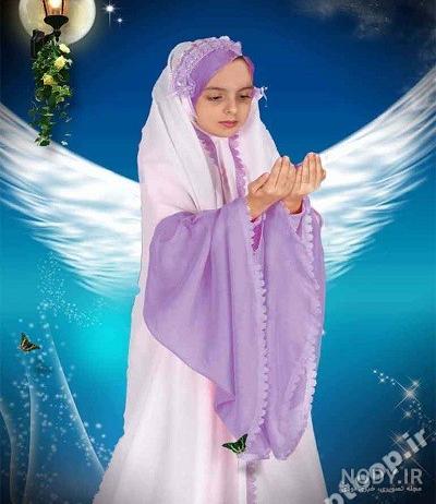 عکس دختر بچه در حال نماز خواندن