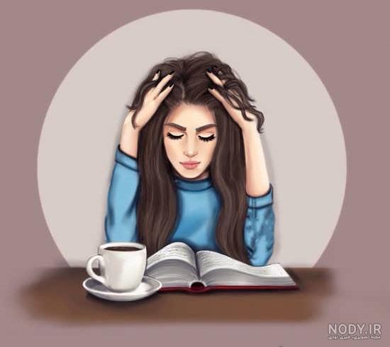 عکس دختر درحال درس خوندن فانتزی