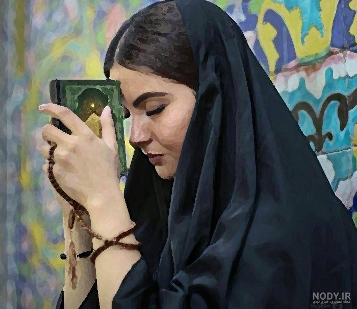 نقاشی دختر در حال نماز خواندن