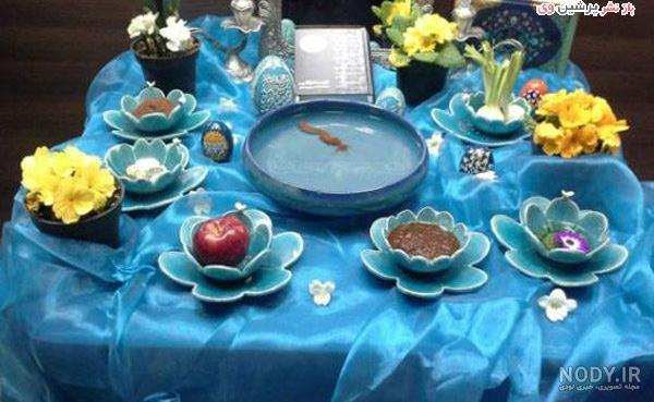 عکس سفره هفت سین روی میز ناهار خوری عکس سفره هفت سین روی میز ناهار خوری