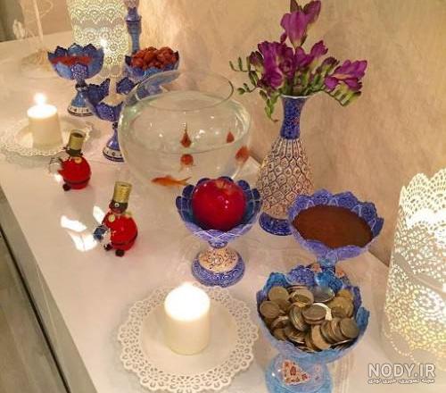 عکس چیدمان سفره هفت سین روی میز مربع عکس چیدمان سفره هفت سین روی میز مربع