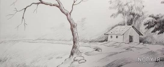 نقاشی سیاه قلم ساده