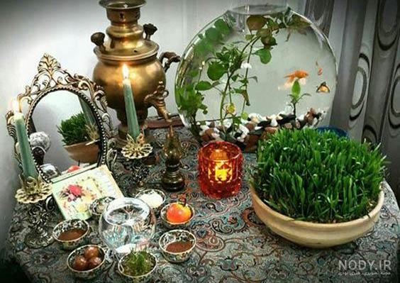 چیدمان هفت سین روی میز مبل چیدمان هفت سین روی میز مبل