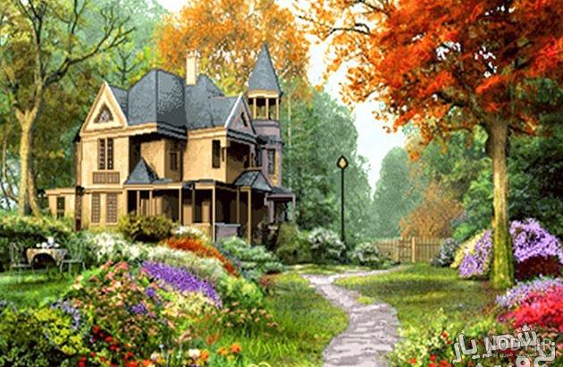 عکس کلبه چوبی در پاییز عکس کلبه چوبی در پاییز