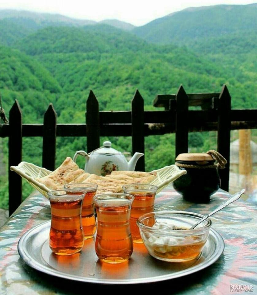 عکس چای دونفره در طبیعت