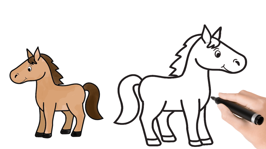 نقاشی اسب کودکانه ساده