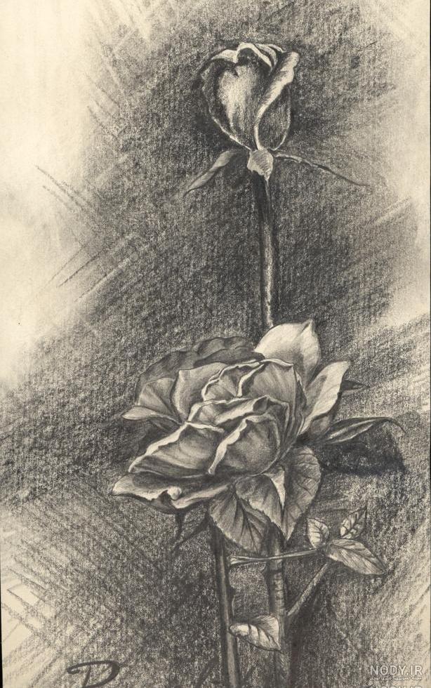 نقاشی سیاه قلم عاشقانه ساده