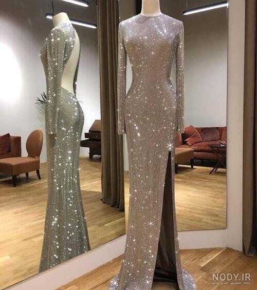 لباس عروس لمه نقره ای لباس عروس لمه نقره ای